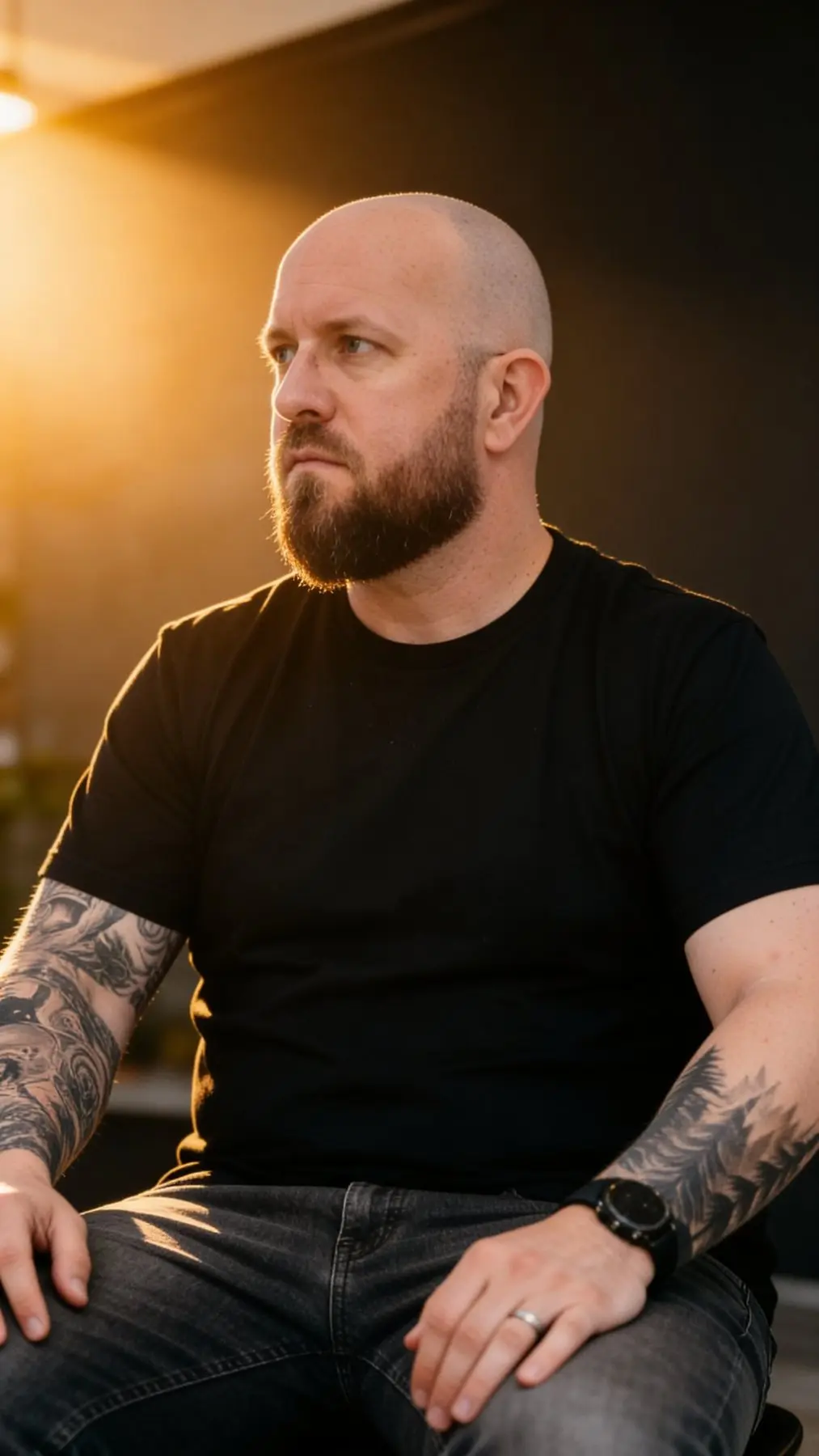 Joel Stone, lit hard from one side